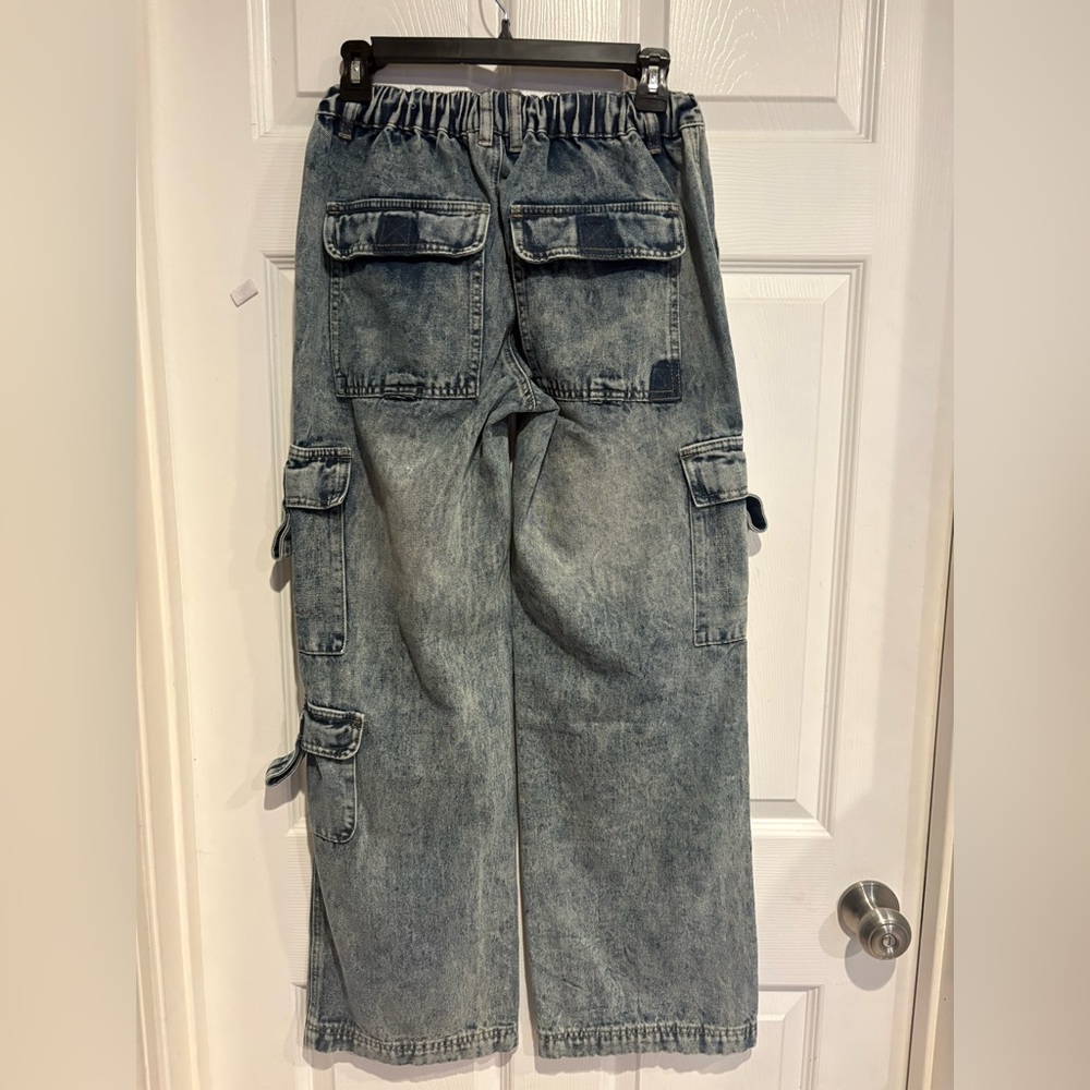 J for Justify Black Wide Leg Cargo Jeans